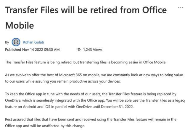 微软终结传输文件MicrosoftMobileOffice
