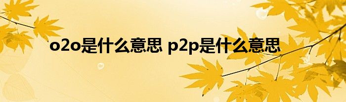 o2o是什么意思 p2p是什么意思